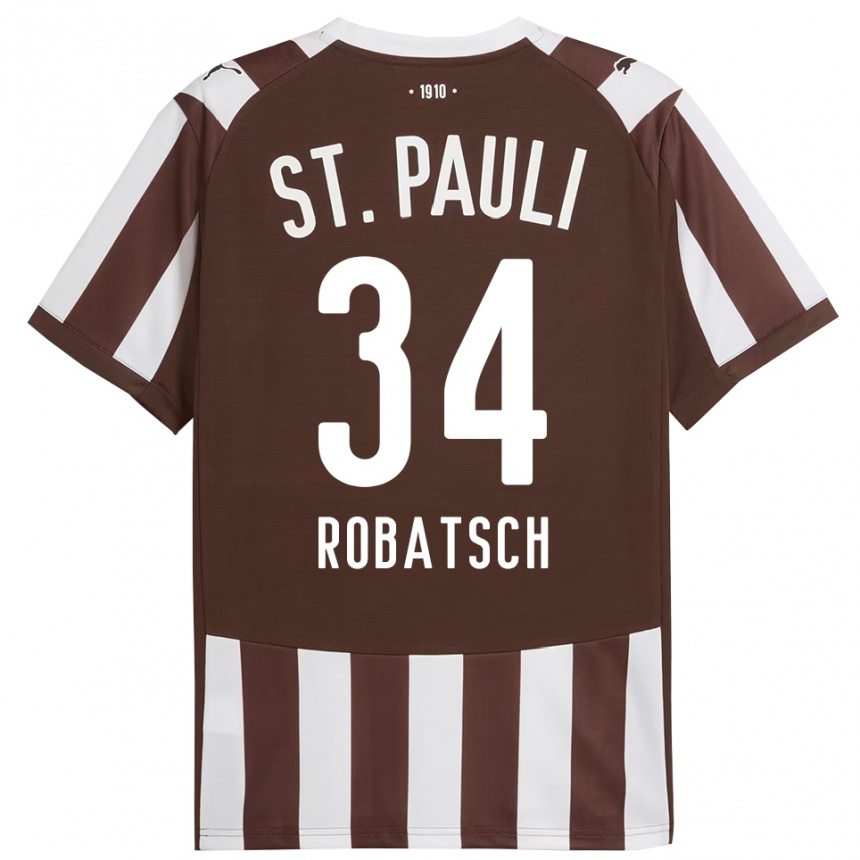 ילדים כדורגל Jannik Robatsch #34 קפה לבן ג'רזי ביתית 2025/26