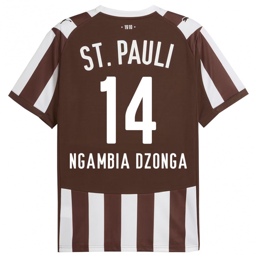 ילדים כדורגל Sisco Ngambia Dzonga #14 קפה לבן ג'רזי ביתית 2025/26