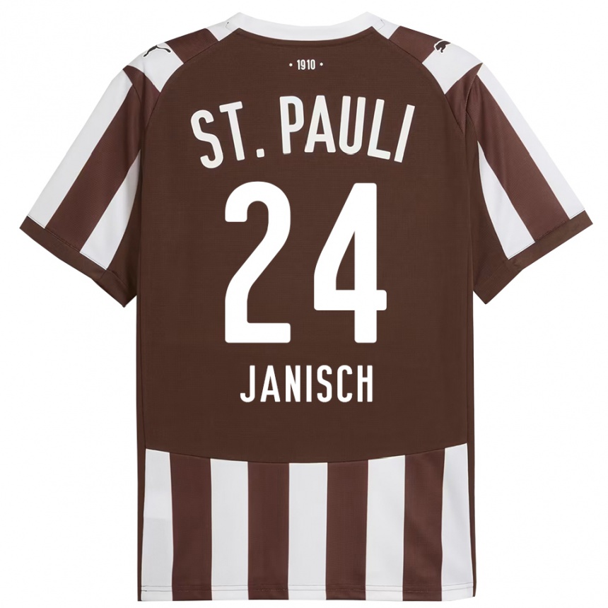 ילדים כדורגל August Janisch #24 קפה לבן ג'רזי ביתית 2025/26