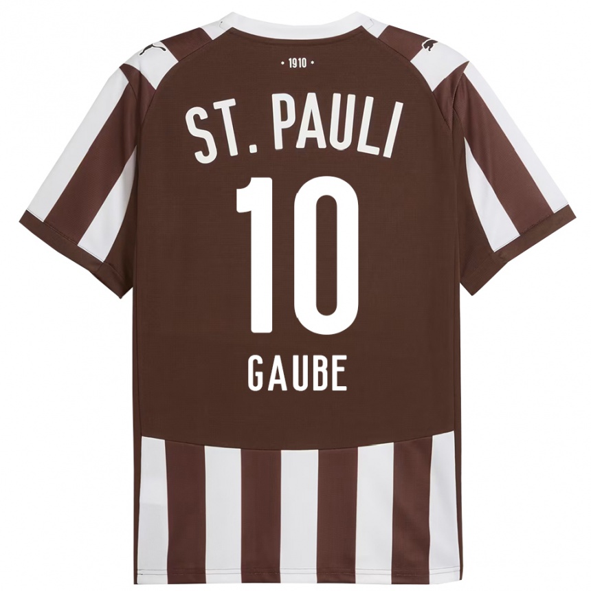 ילדים כדורגל Bastian Gaube #10 קפה לבן ג'רזי ביתית 2025/26