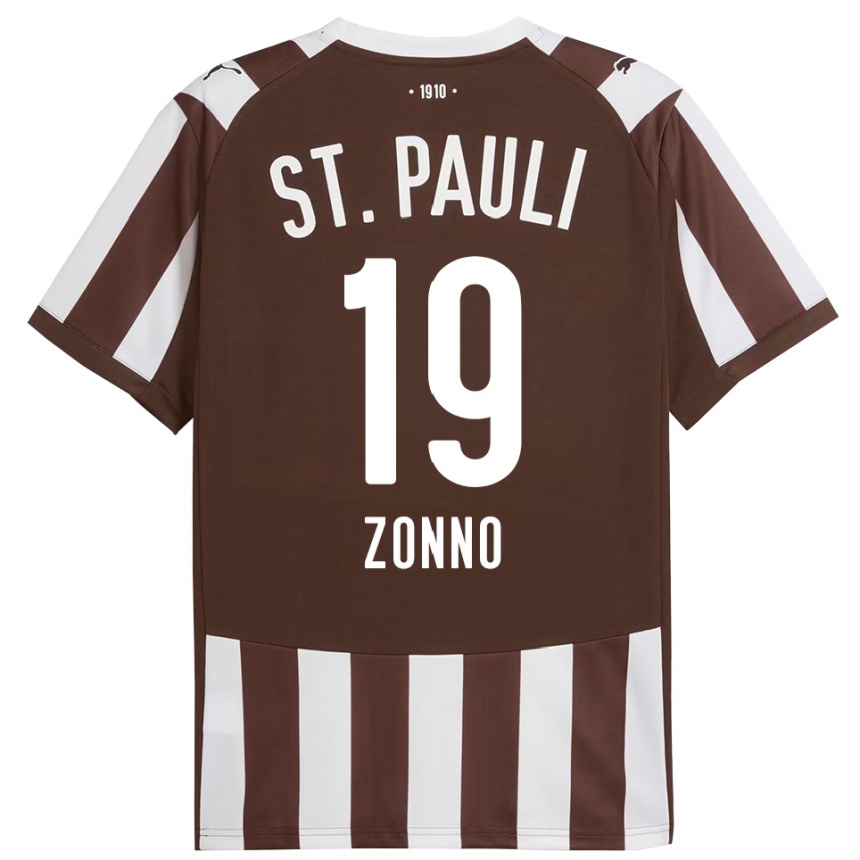 ילדים כדורגל Dominik Zonno #19 קפה לבן ג'רזי ביתית 2025/26