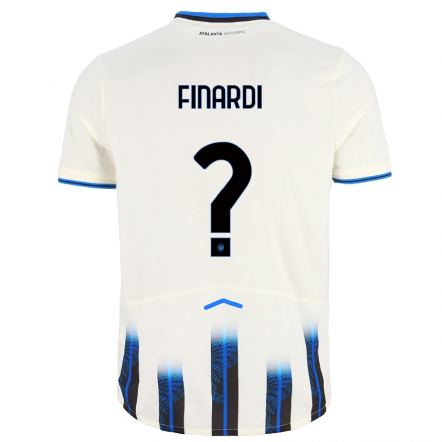 ילדים כדורגל Emanuele Finardi #0 לבן כחול הרחק ג'רזי 2025/26