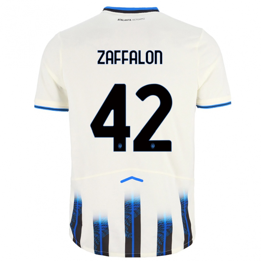 ילדים כדורגל Lorenzo Zaffalon #42 לבן כחול הרחק ג'רזי 2025/26