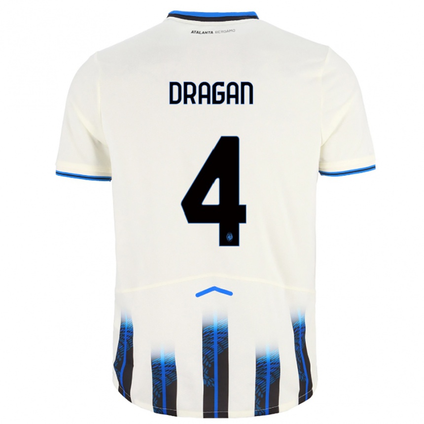 ילדים כדורגל Oleksandr Dragan #4 לבן כחול הרחק ג'רזי 2025/26