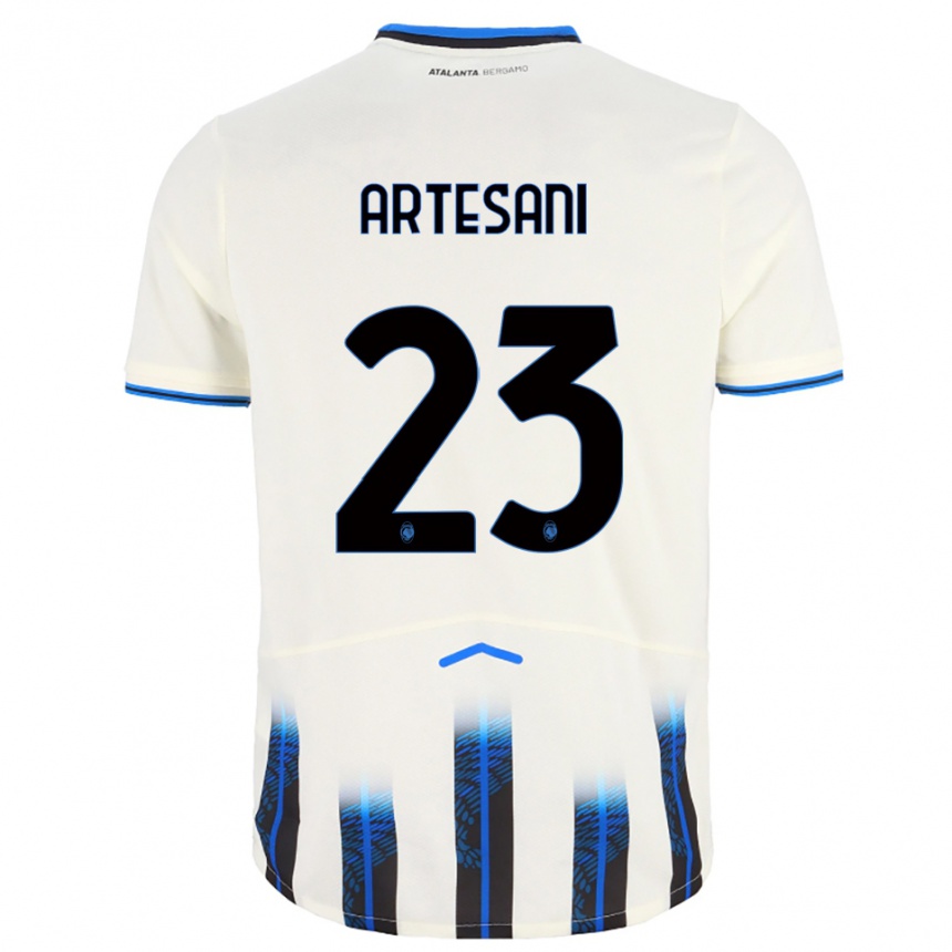ילדים כדורגל Nicolò Artesani #23 לבן כחול הרחק ג'רזי 2025/26
