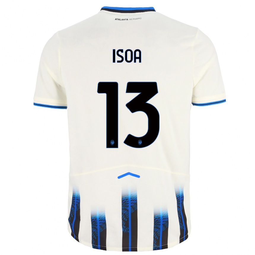 ילדים כדורגל Isaac Isoa #13 לבן כחול הרחק ג'רזי 2025/26