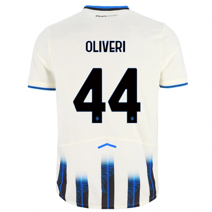 ילדים כדורגל Andrea Oliveri #44 לבן כחול הרחק ג'רזי 2025/26