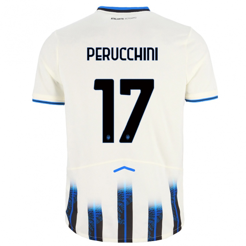 ילדים כדורגל Simone Perucchini #17 לבן כחול הרחק ג'רזי 2025/26