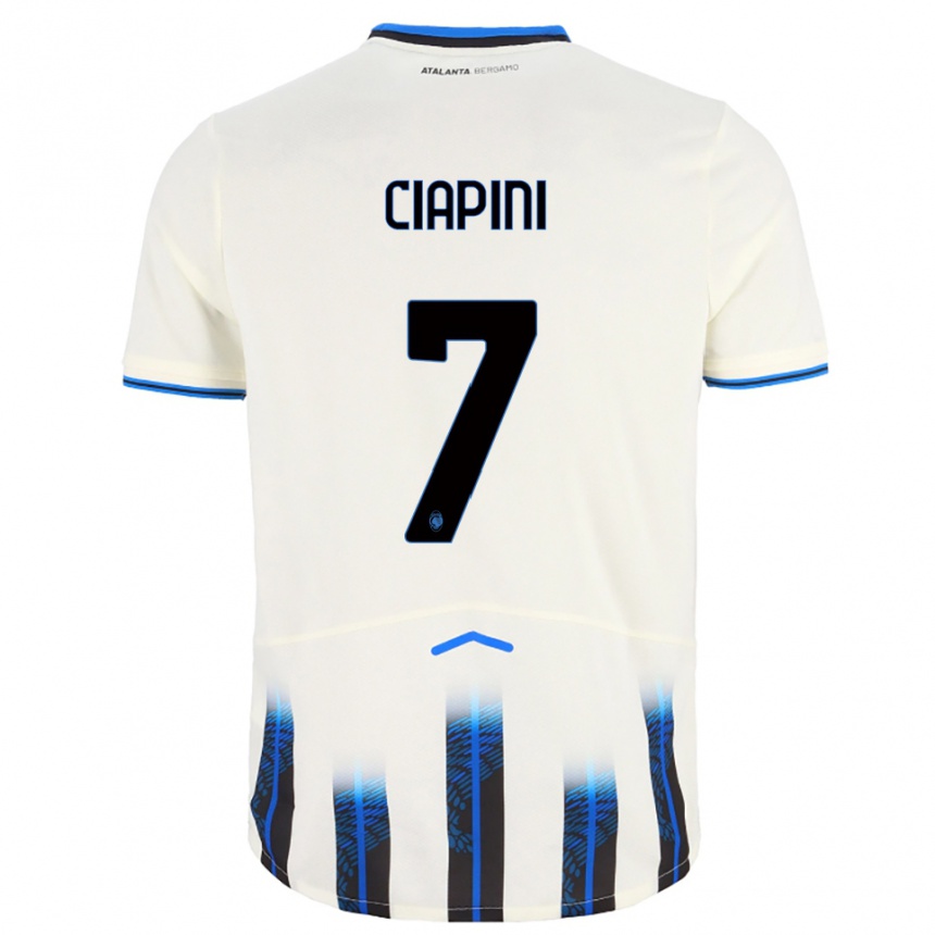 ילדים כדורגל Adriano Ciapini #7 לבן כחול הרחק ג'רזי 2025/26