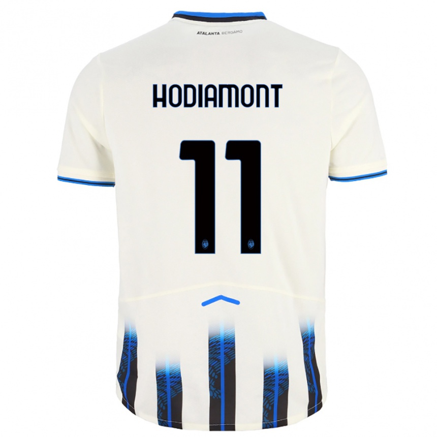 ילדים כדורגל Lyam Hodiamont #11 לבן כחול הרחק ג'רזי 2025/26