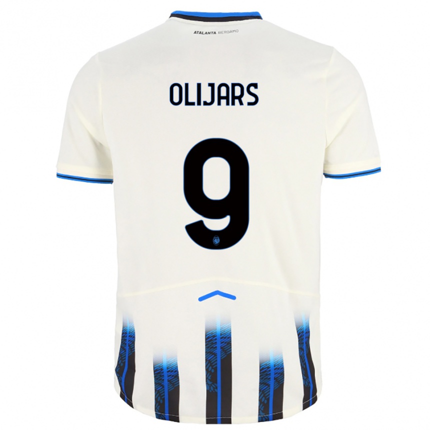 ילדים כדורגל Jegors Olijars #9 לבן כחול הרחק ג'רזי 2025/26