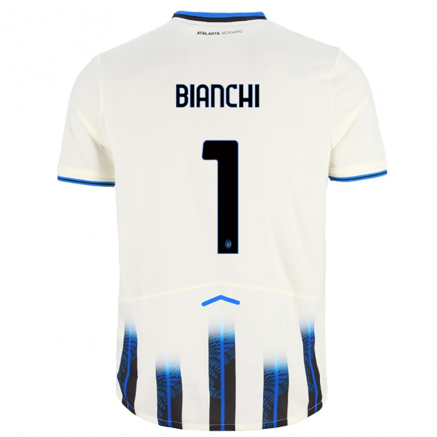 ילדים כדורגל Mattia Bianchi #1 לבן כחול הרחק ג'רזי 2025/26