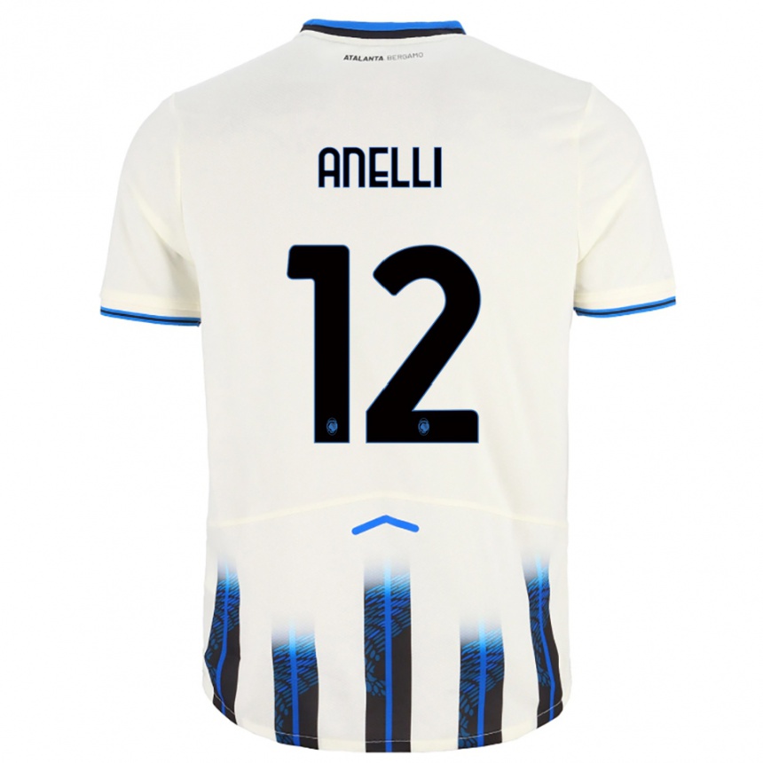 ילדים כדורגל Alessandro Anelli #12 לבן כחול הרחק ג'רזי 2025/26
