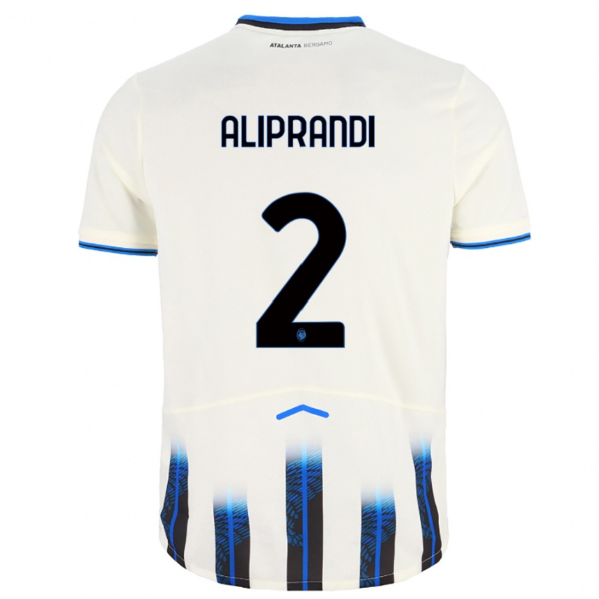 ילדים כדורגל Mattia Aliprandi #2 לבן כחול הרחק ג'רזי 2025/26