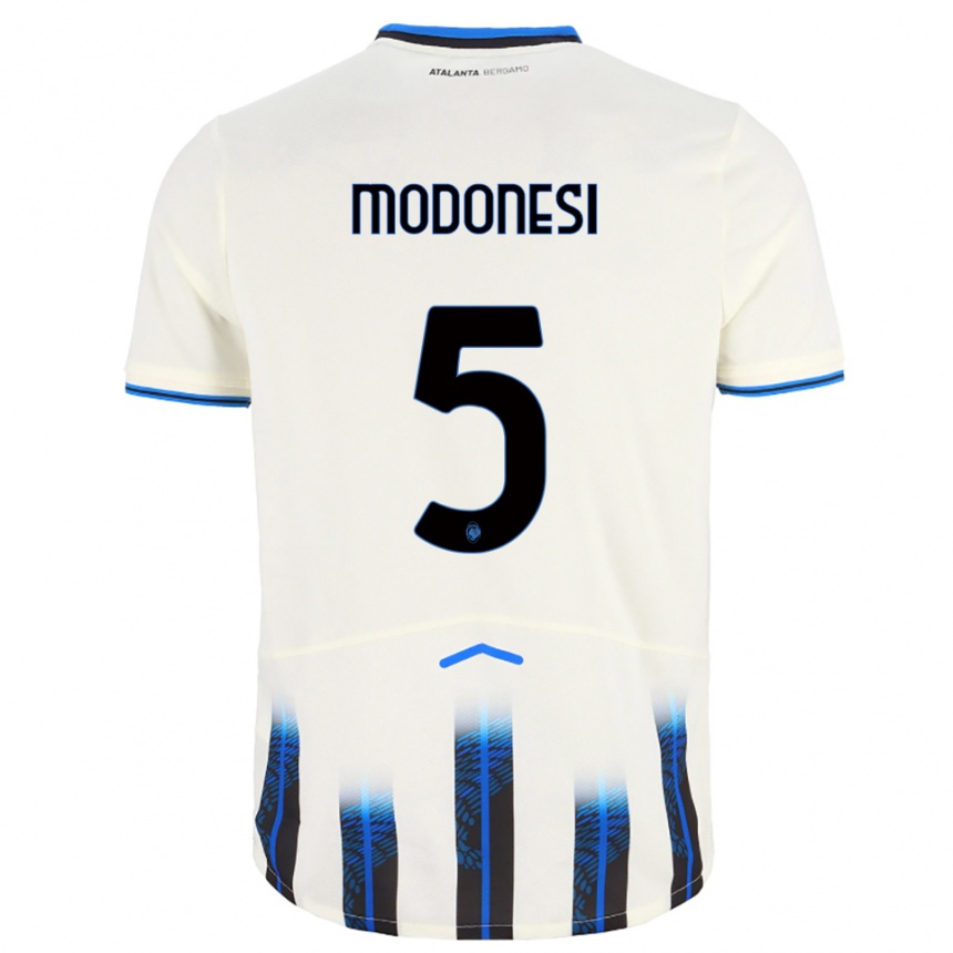 ילדים כדורגל Giorgio Modonesi #5 לבן כחול הרחק ג'רזי 2025/26