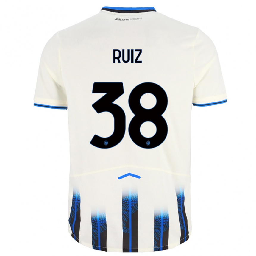 ילדים כדורגל Gerard Ruiz #38 לבן כחול הרחק ג'רזי 2025/26