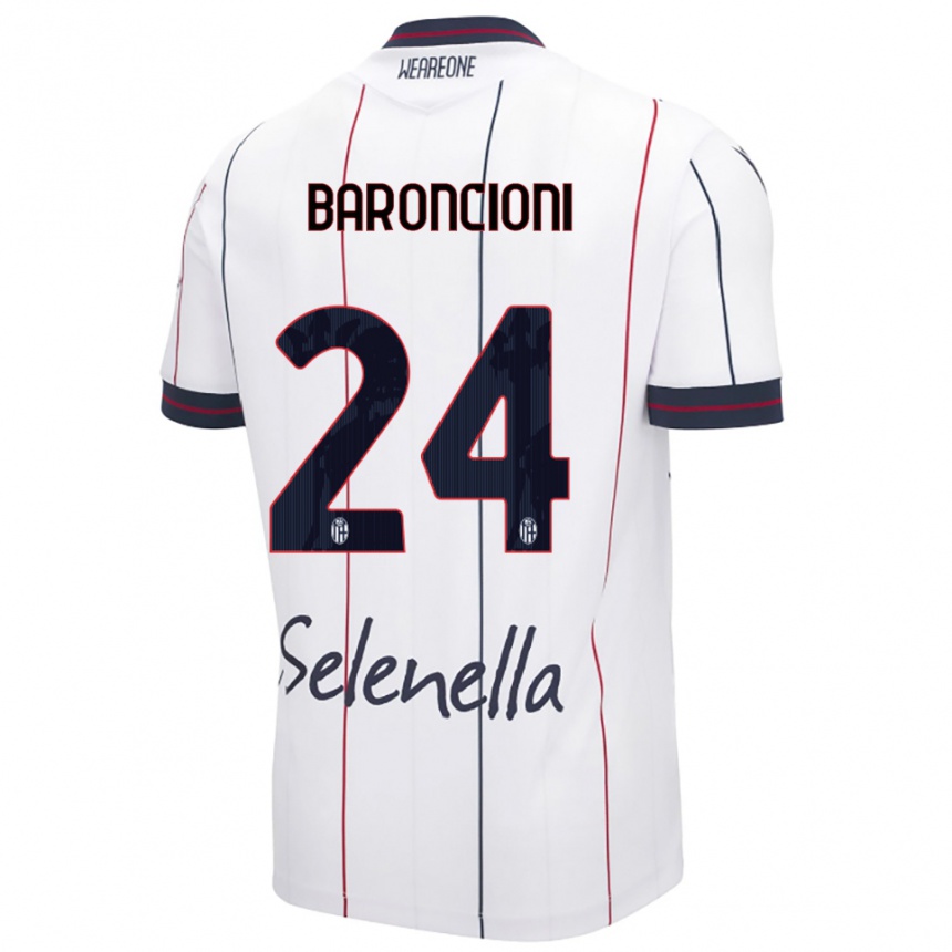 ילדים כדורגל Davide Baroncioni #24 לבן כחול מלכותי הרחק ג'רזי 2025/26
