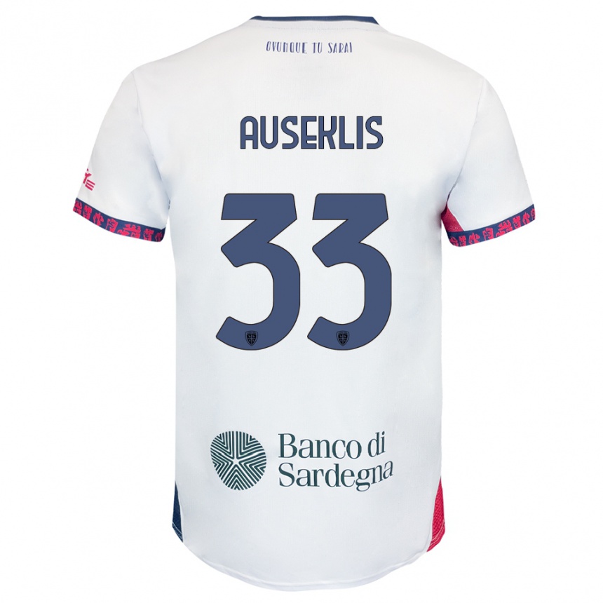 ילדים כדורגל Henrijs Auseklis #33 לבן נייבי אדום הרחק ג'רזי 2025/26