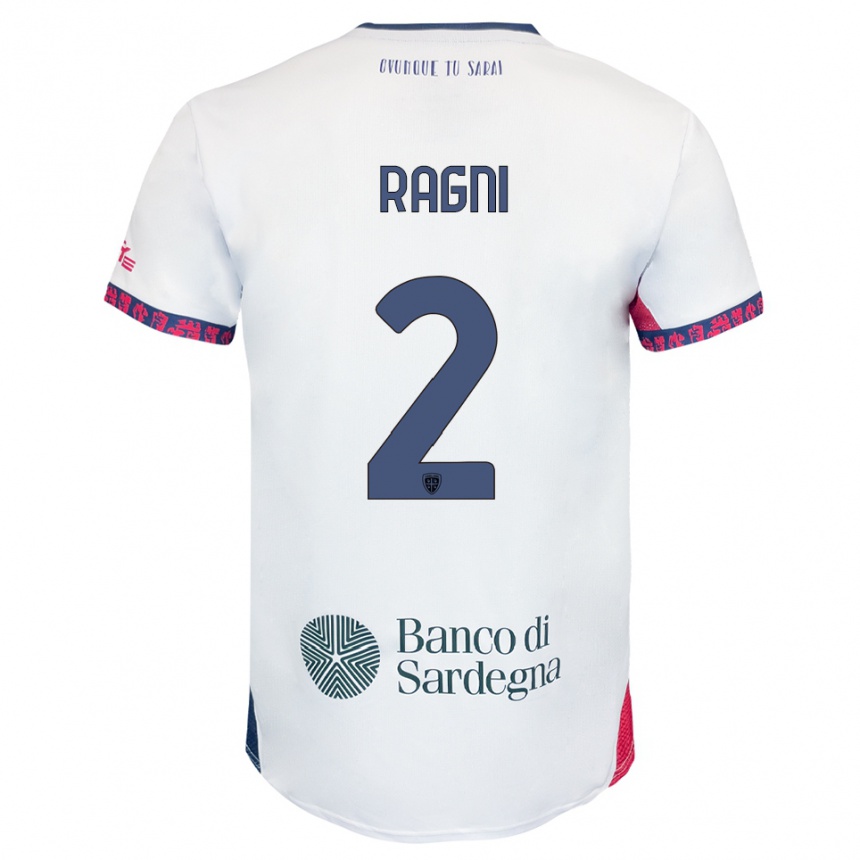 ילדים כדורגל Michele Ragni #2 לבן נייבי אדום הרחק ג'רזי 2025/26