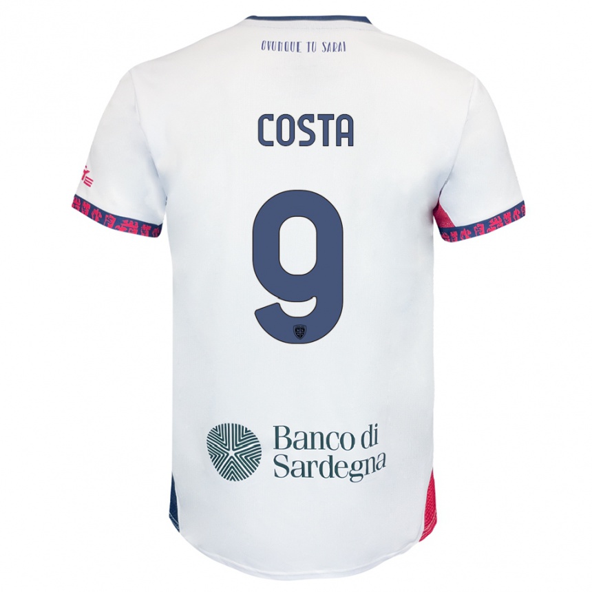 ילדים כדורגל Luca Costa #9 לבן נייבי אדום הרחק ג'רזי 2025/26