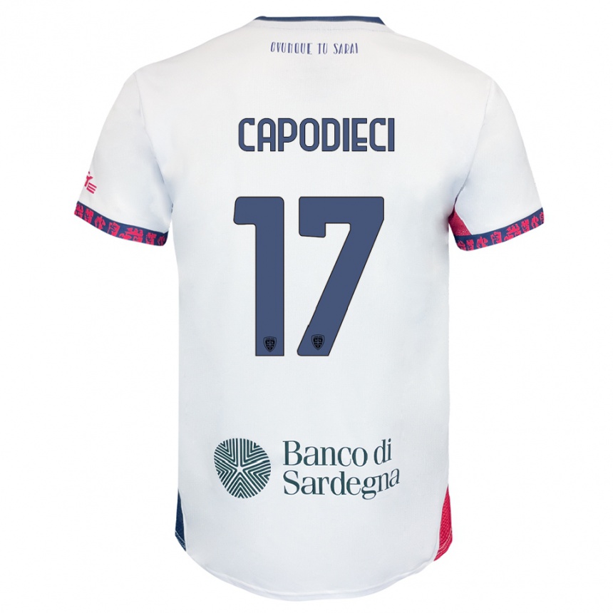 ילדים כדורגל Loris Capodieci #17 לבן נייבי אדום הרחק ג'רזי 2025/26
