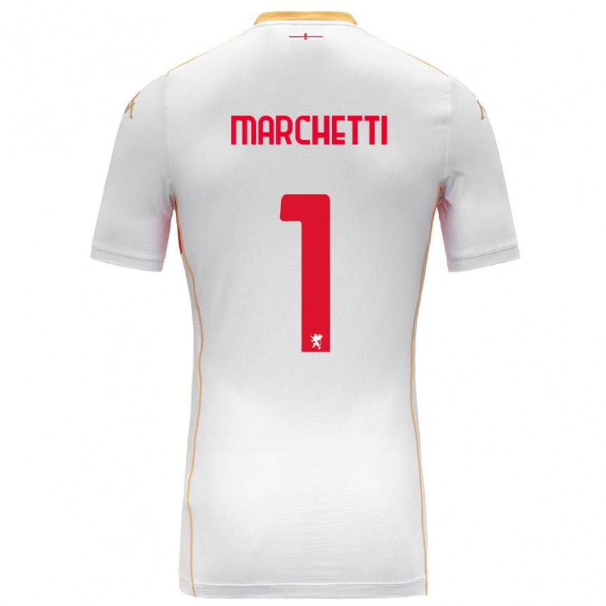 ילדים כדורגל Lisa Marchetti #1 לבן אדום הרחק ג'רזי 2025/26