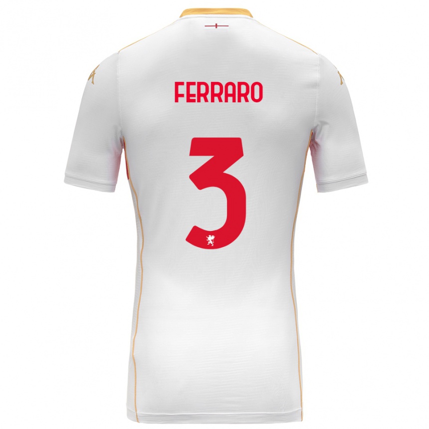 ילדים כדורגל Marco Ferraro #3 לבן אדום הרחק ג'רזי 2025/26