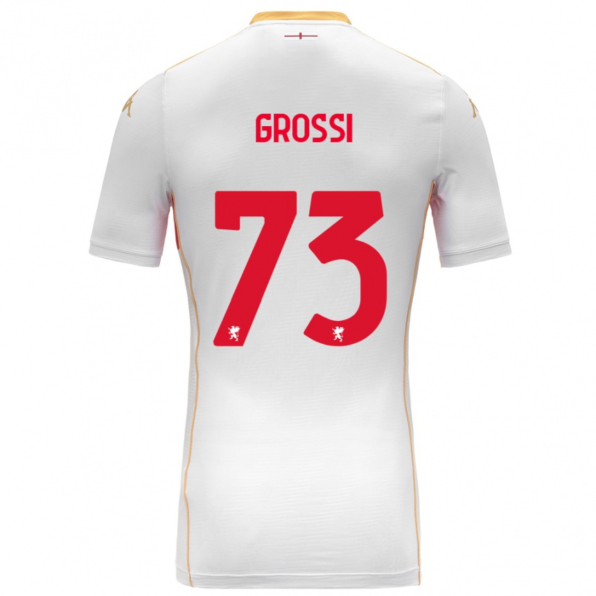 ילדים כדורגל Jacopo Grossi #73 לבן אדום הרחק ג'רזי 2025/26