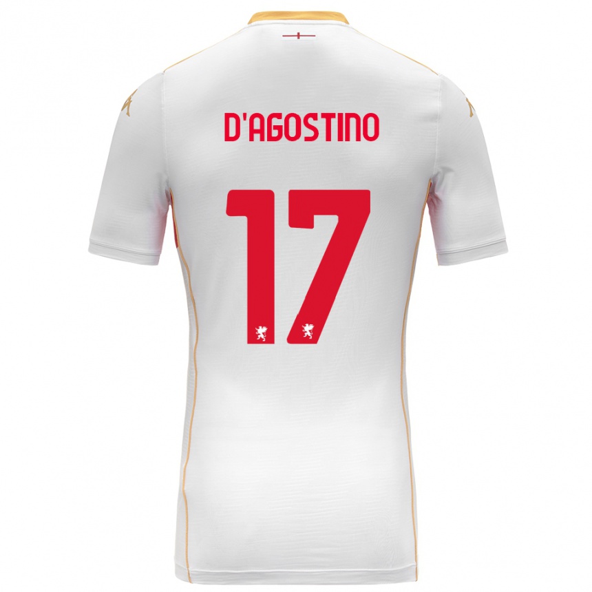 ילדים כדורגל Riccardo D'agostino #17 לבן אדום הרחק ג'רזי 2025/26