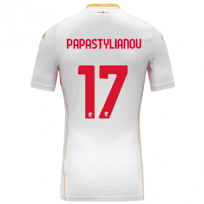 ילדים כדורגל Lysandros Andreas Papastylianou #17 לבן אדום הרחק ג'רזי 2025/26
