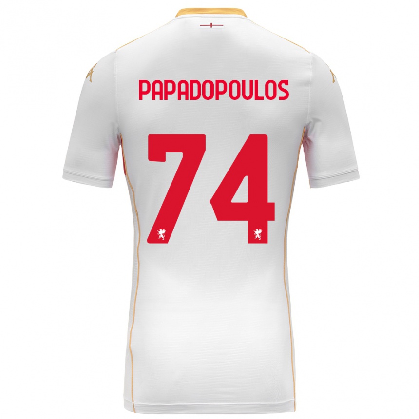 ילדים כדורגל Christos Papadopoulos #74 לבן אדום הרחק ג'רזי 2025/26