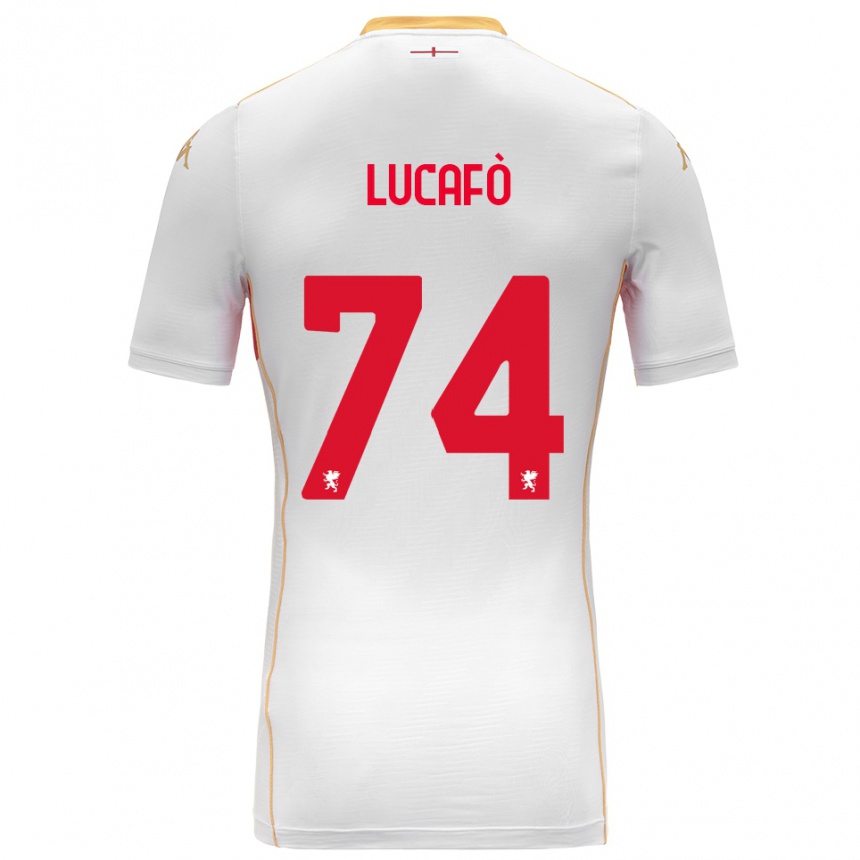 ילדים כדורגל Sara Lucafò #74 לבן אדום הרחק ג'רזי 2025/26