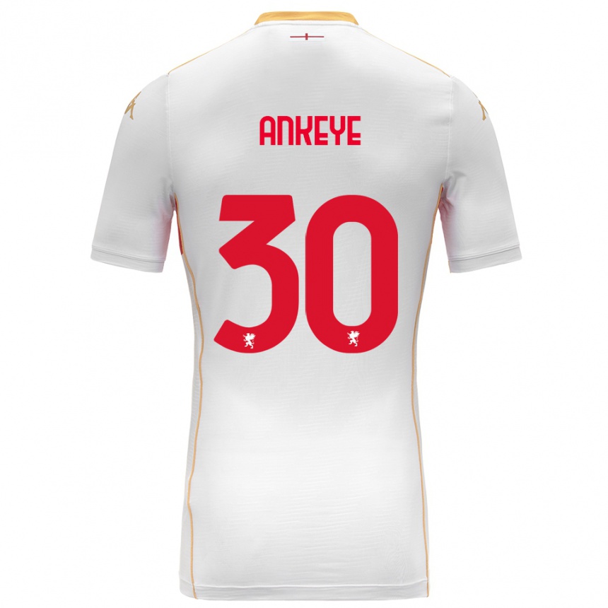 ילדים כדורגל David Ankeye #30 לבן אדום הרחק ג'רזי 2025/26