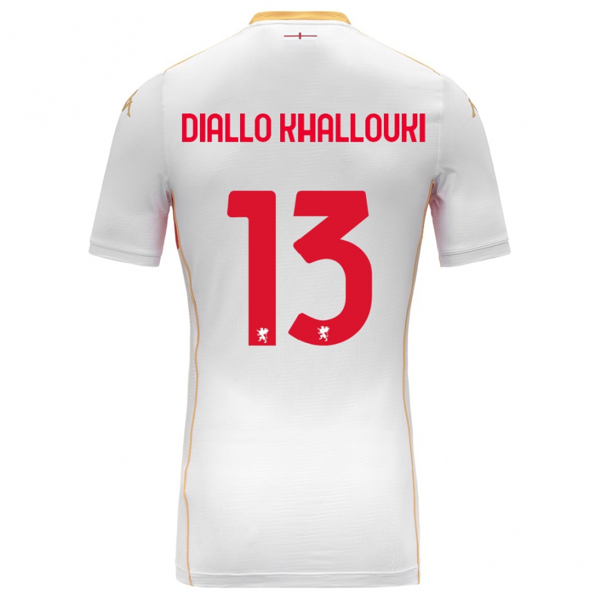 ילדים כדורגל Siaka Diallo Khallouki #13 לבן אדום הרחק ג'רזי 2025/26