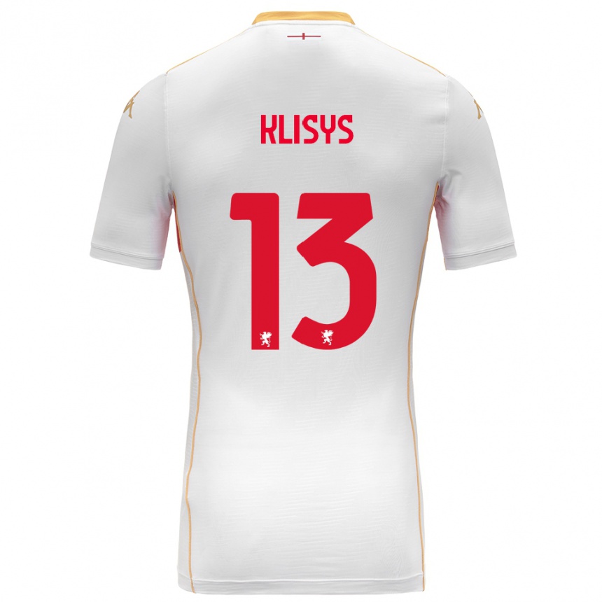 ילדים כדורגל Lukas Klisys #13 לבן אדום הרחק ג'רזי 2025/26