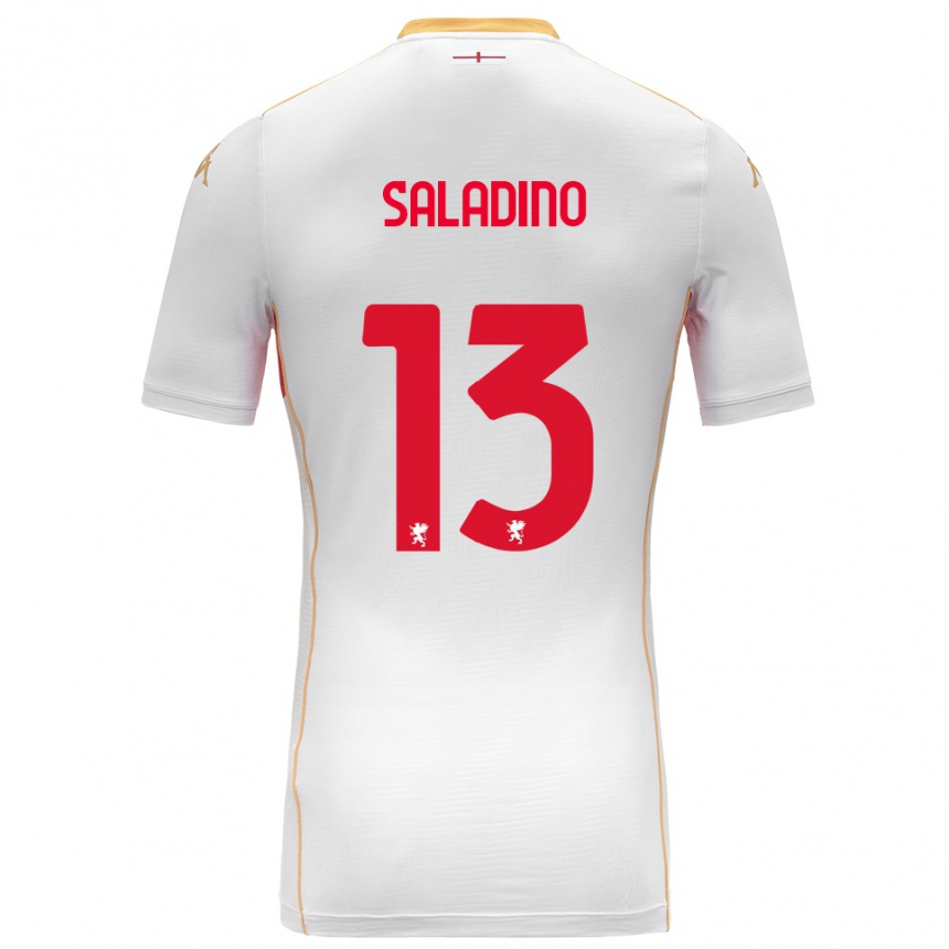 ילדים כדורגל Luca Saladino #13 לבן אדום הרחק ג'רזי 2025/26