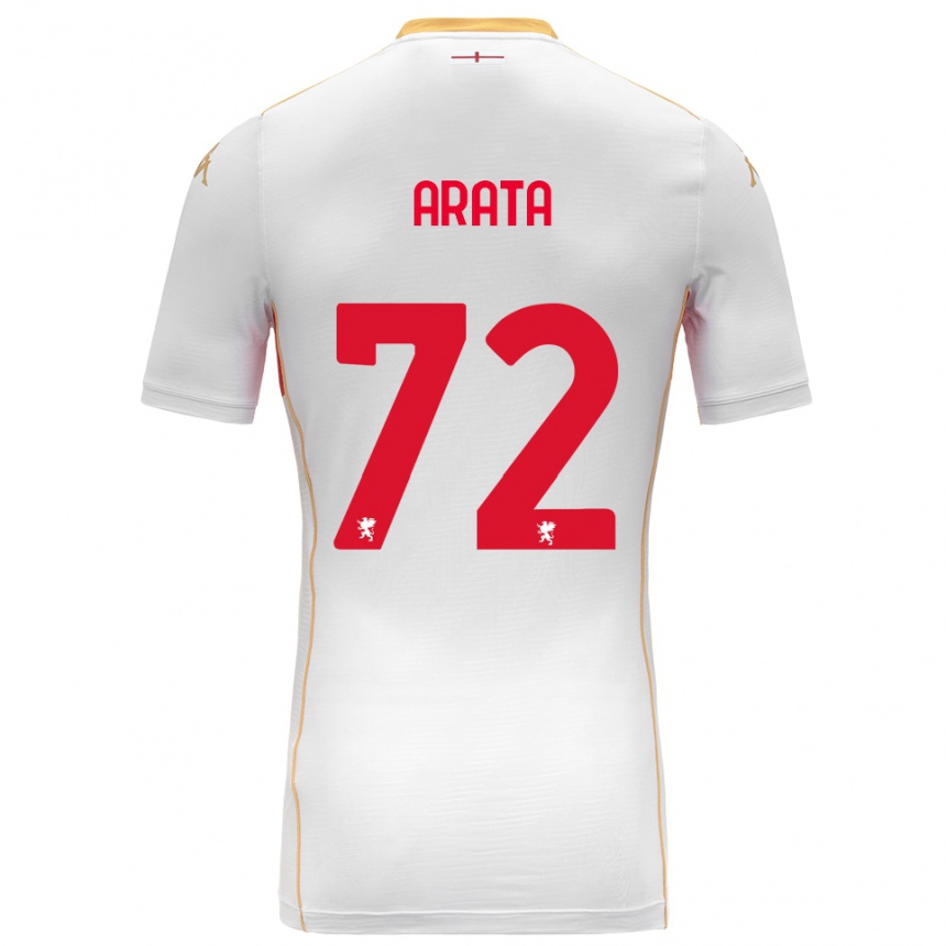 ילדים כדורגל Stefano Arata #72 לבן אדום הרחק ג'רזי 2025/26