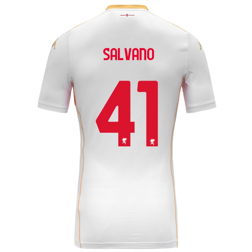 ילדים כדורגל Daniele Salvano #41 לבן אדום הרחק ג'רזי 2025/26