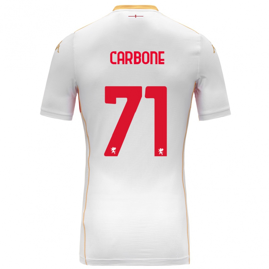 ילדים כדורגל Filippo Carbone #71 לבן אדום הרחק ג'רזי 2025/26