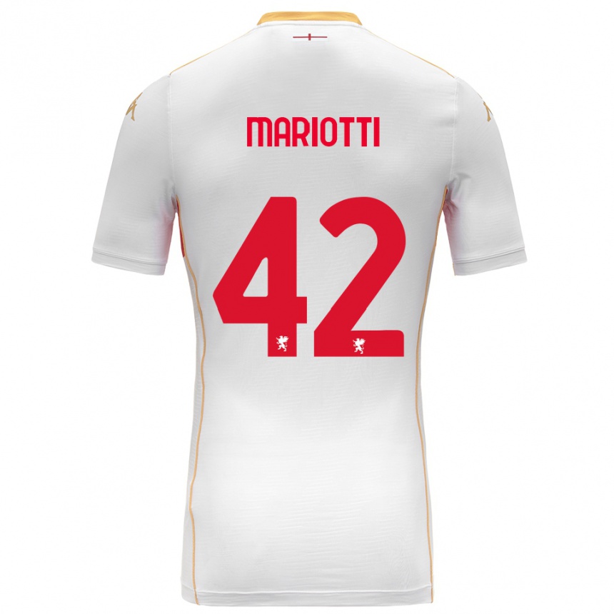 ילדים כדורגל Andrea Mariotti #42 לבן אדום הרחק ג'רזי 2025/26