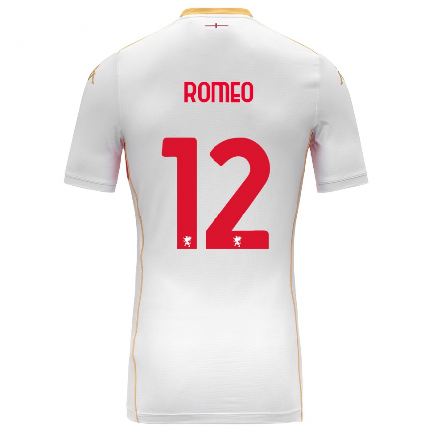 ילדים כדורגל Emanuele Romeo #12 לבן אדום הרחק ג'רזי 2025/26