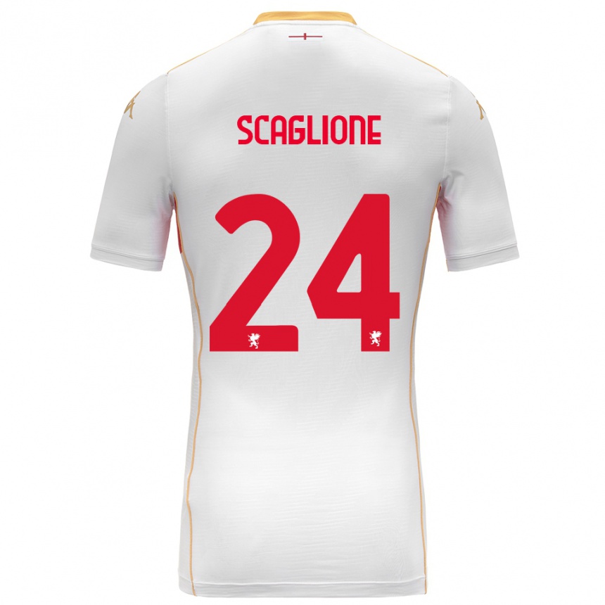 ילדים כדורגל Roberto Scaglione #24 לבן אדום הרחק ג'רזי 2025/26