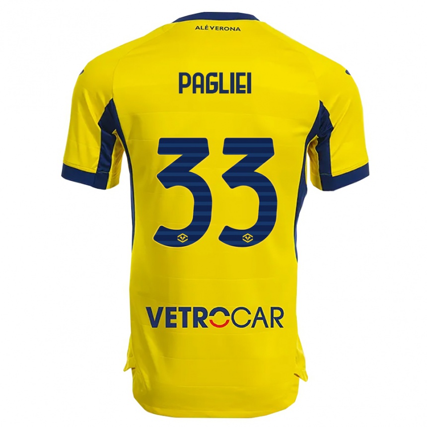 ילדים כדורגל Matteo Pagliei #33 צהוב נייבי הרחק ג'רזי 2025/26