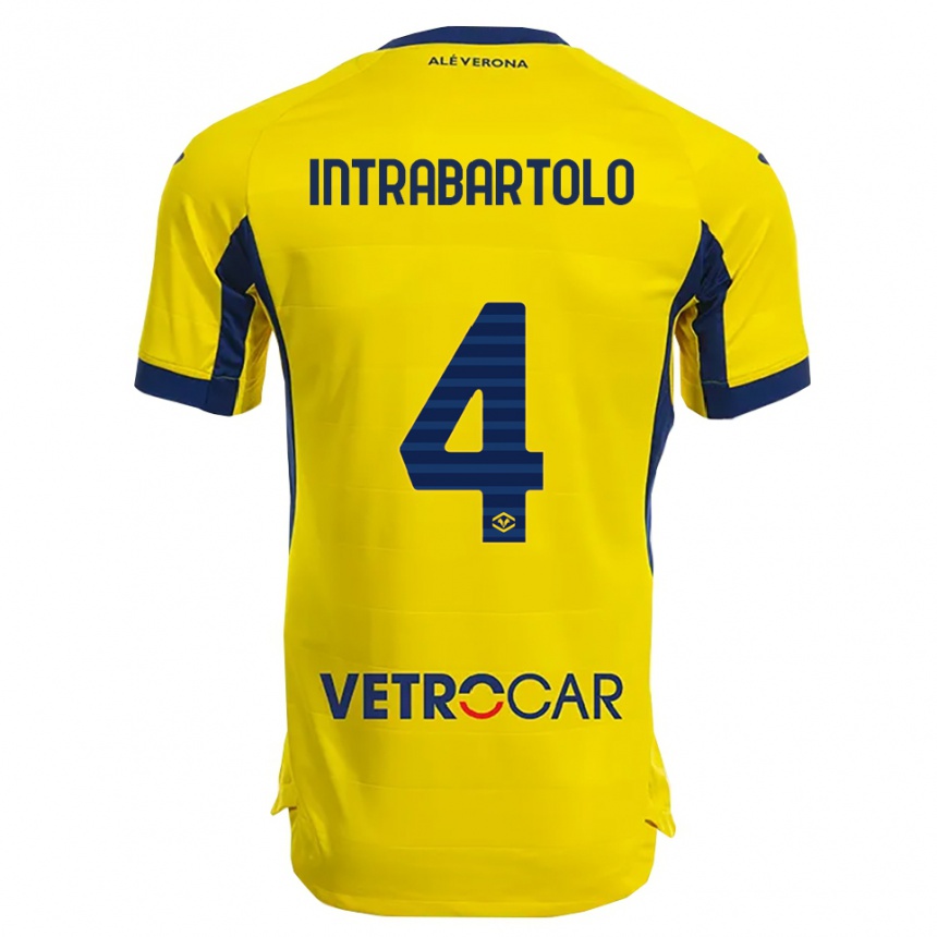 ילדים כדורגל Denis Intrabartolo #4 צהוב נייבי הרחק ג'רזי 2025/26