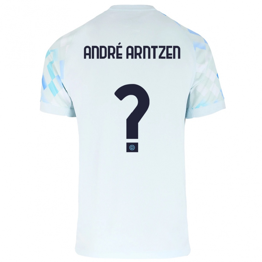 ילדים כדורגל Matheo André Arntzen #0 לבן כחול הרחק ג'רזי 2025/26