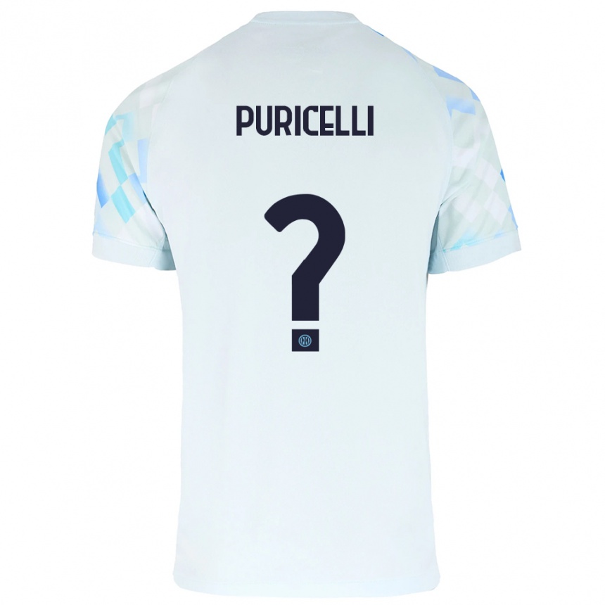 ילדים כדורגל Lorenzo Puricelli #0 לבן כחול הרחק ג'רזי 2025/26