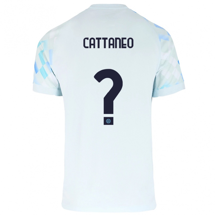 ילדים כדורגל Filippo Cattaneo #0 לבן כחול הרחק ג'רזי 2025/26