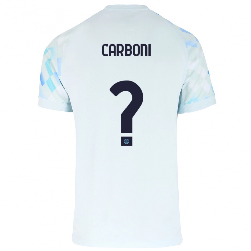 ילדים כדורגל Cristiano Carboni #0 לבן כחול הרחק ג'רזי 2025/26