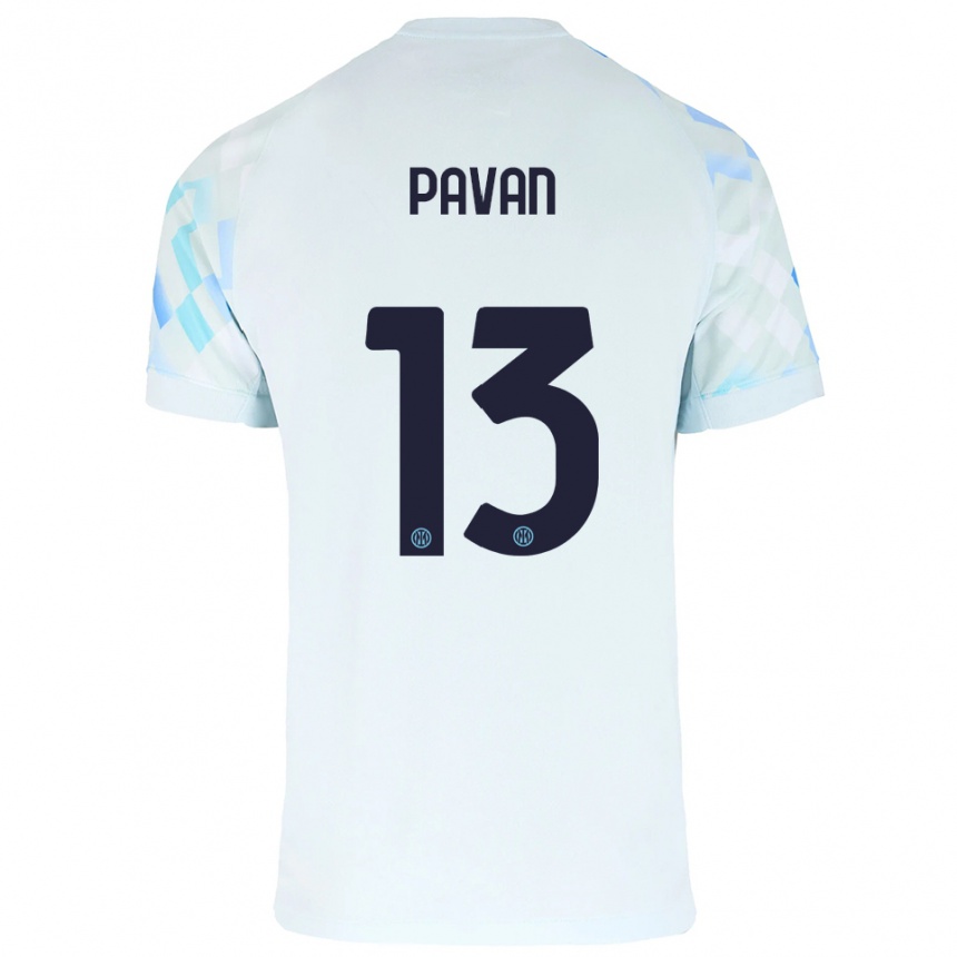 ילדים כדורגל Federico Pavan #13 לבן כחול הרחק ג'רזי 2025/26