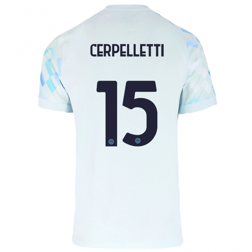 ילדים כדורגל Filippo Cerpelletti #15 לבן כחול הרחק ג'רזי 2025/26